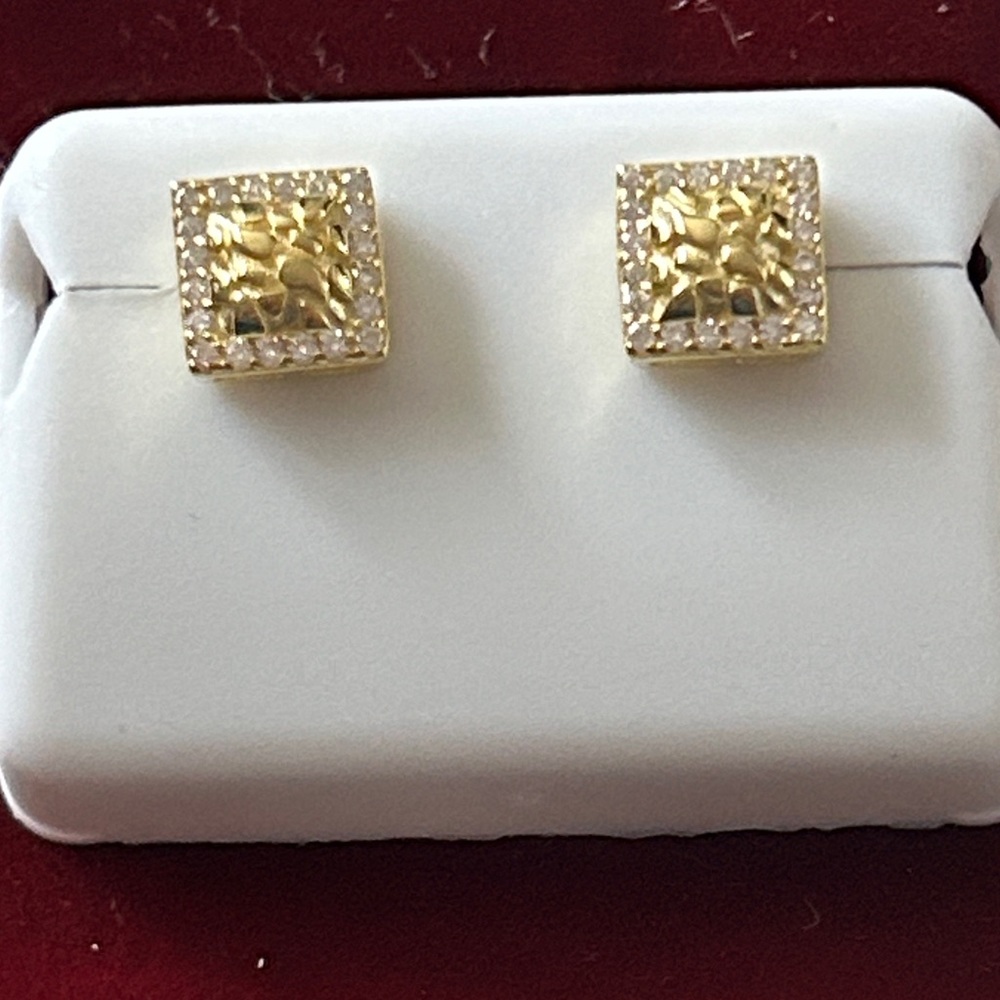 Luxury Moissanite Diamond nugget Gold screwback‎ Stud Earrings UNISEX